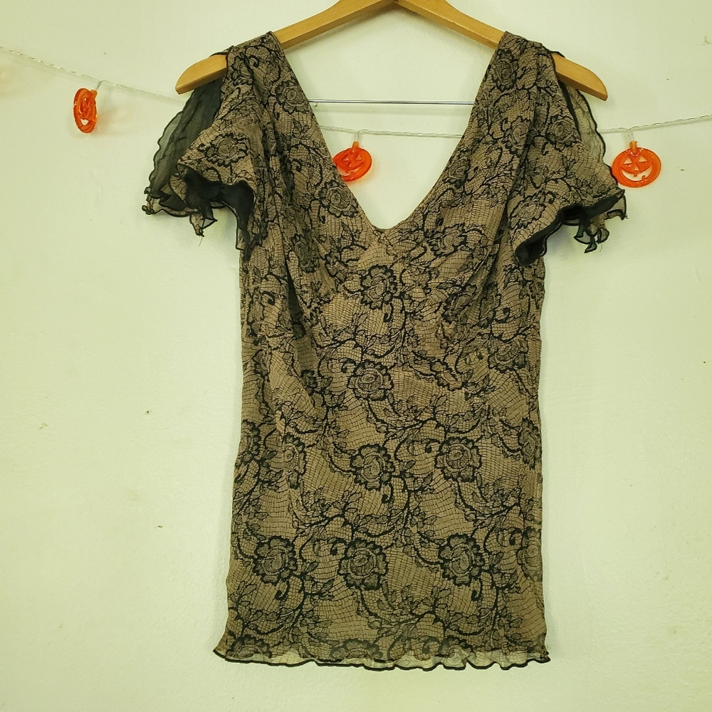 Lace print top